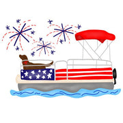 Girl Brown Lab July 4th Pontoon